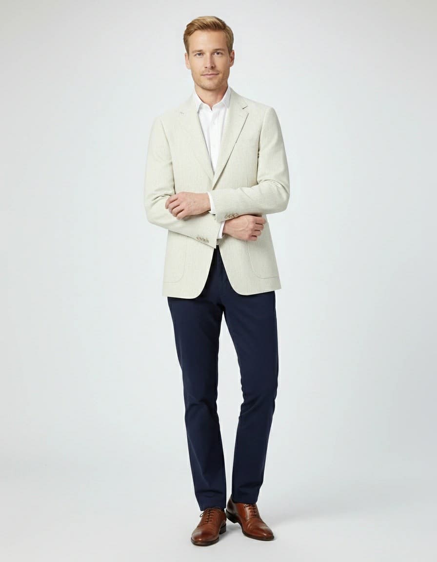 Sakko Wollmischung Beige — auf dem Model