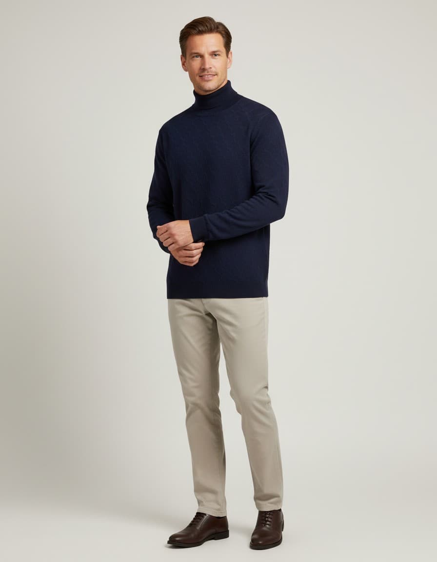 Coltrui jacquard blauw — op model