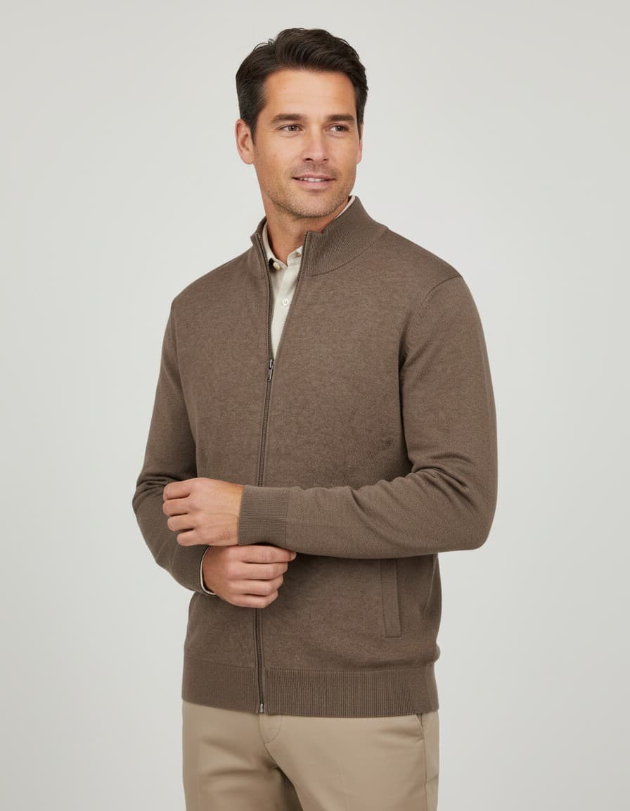 Full-zip bruin — op model