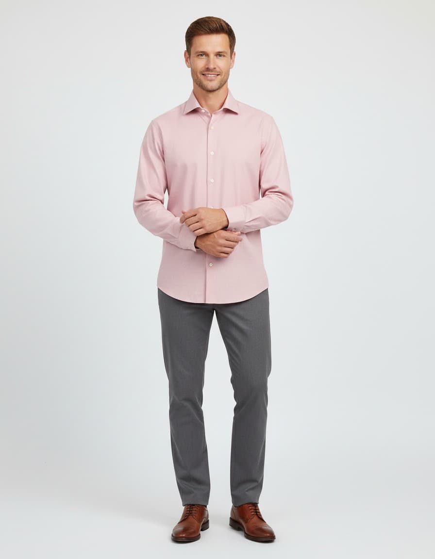 Overhemd knit pique roze — op model