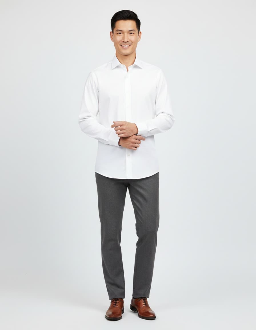 Overhemd superslimfit stretch wit — op model