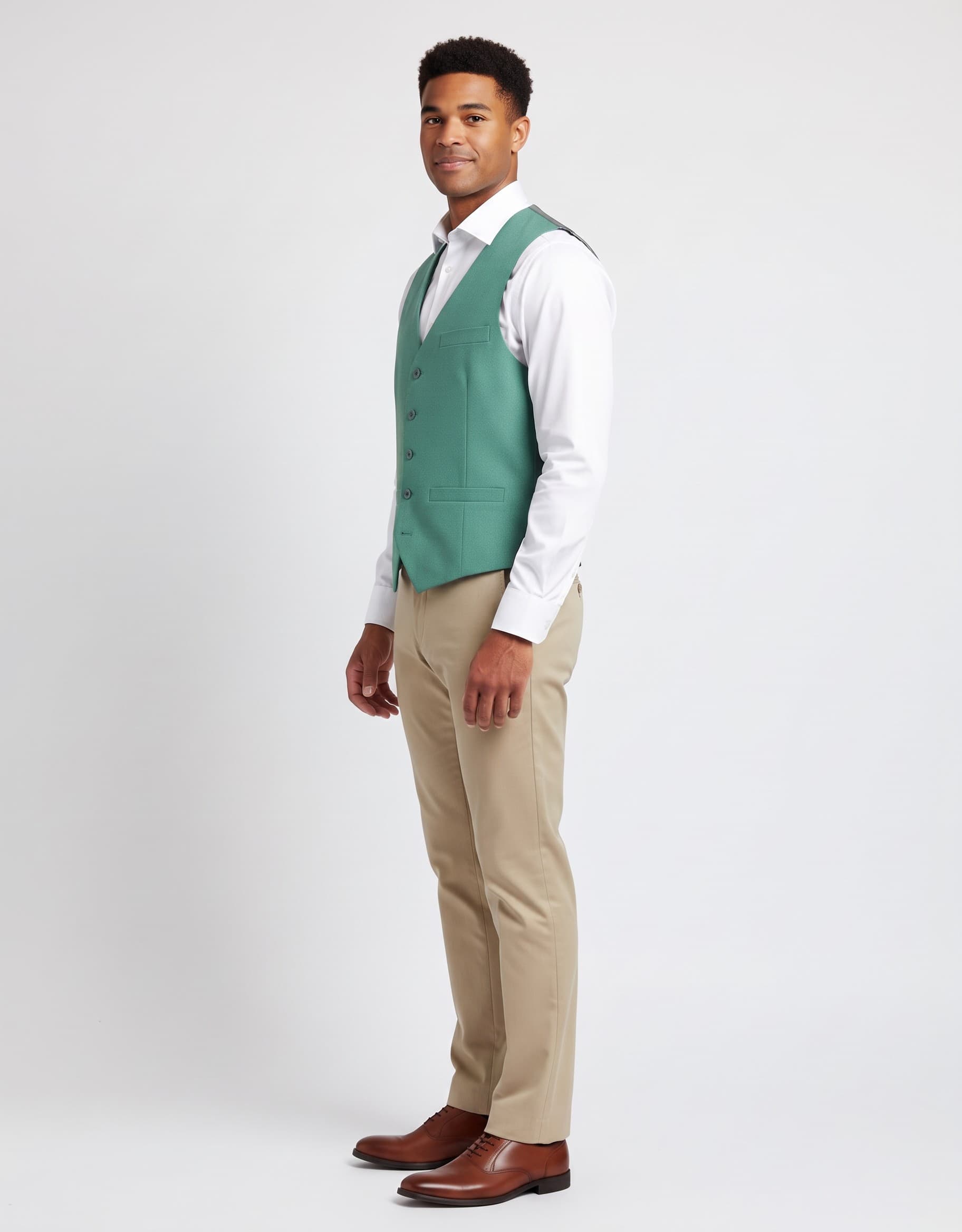 Gilet ceder groen — op model