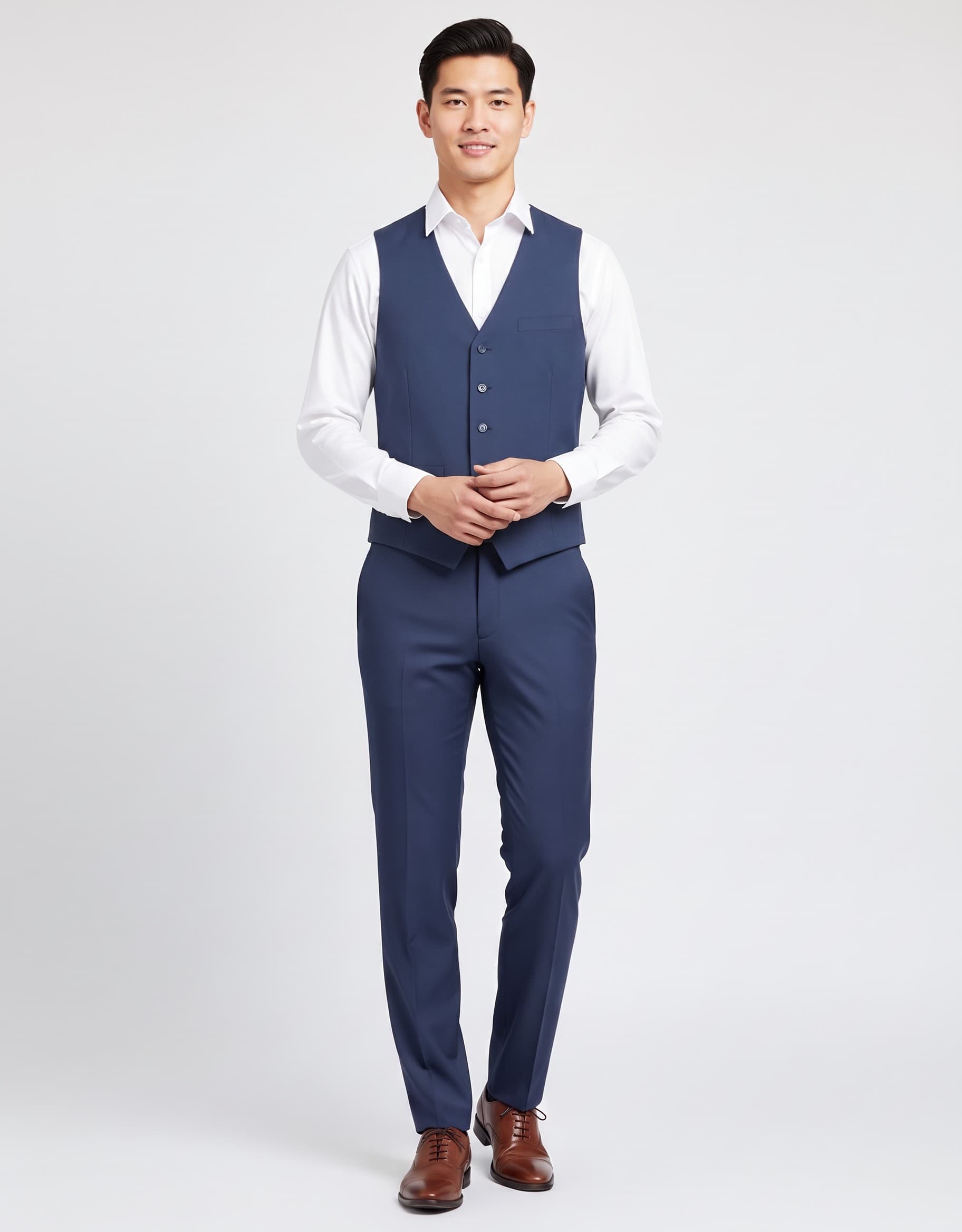 Gilet comfort stretch royalblue Mix & Match — op model