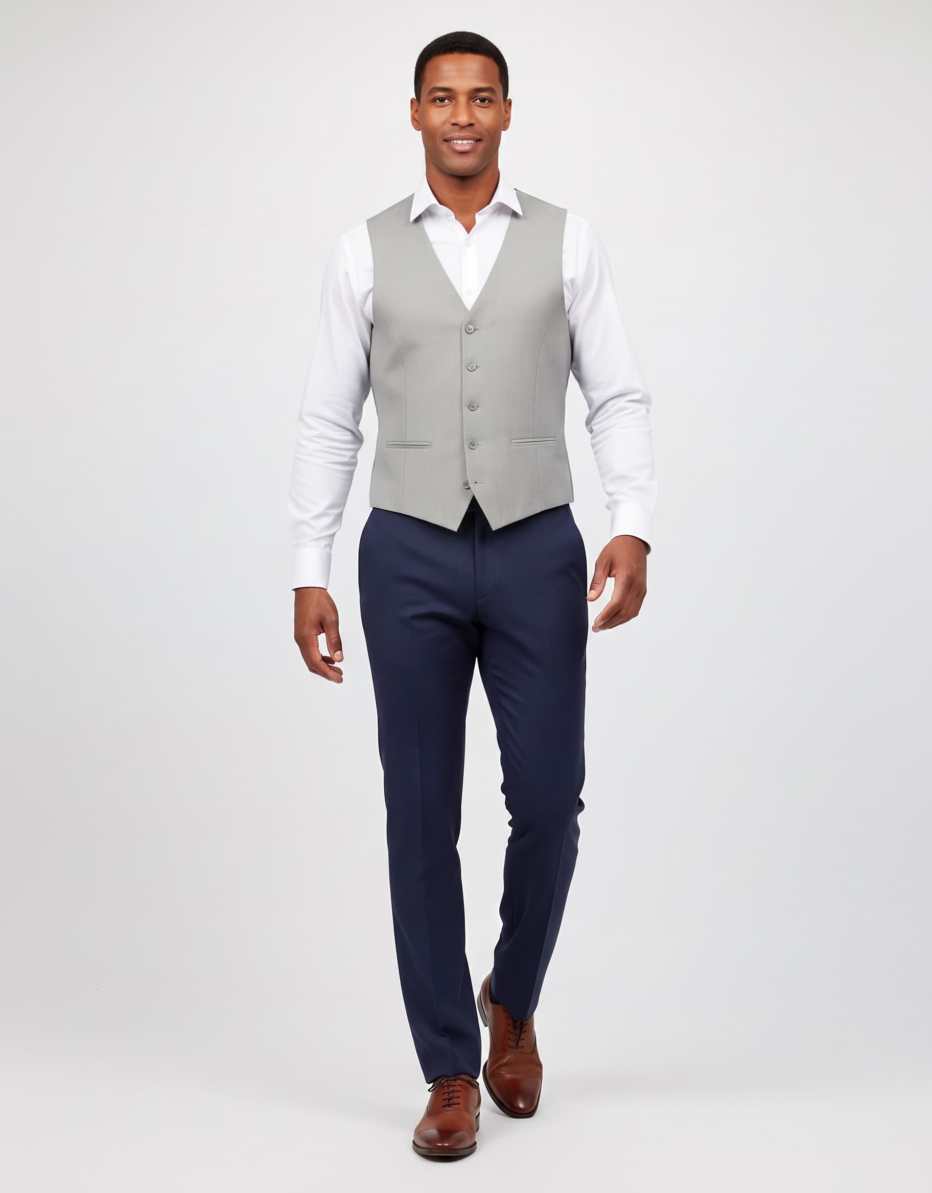 Gilet kiezelgrijs — op model
