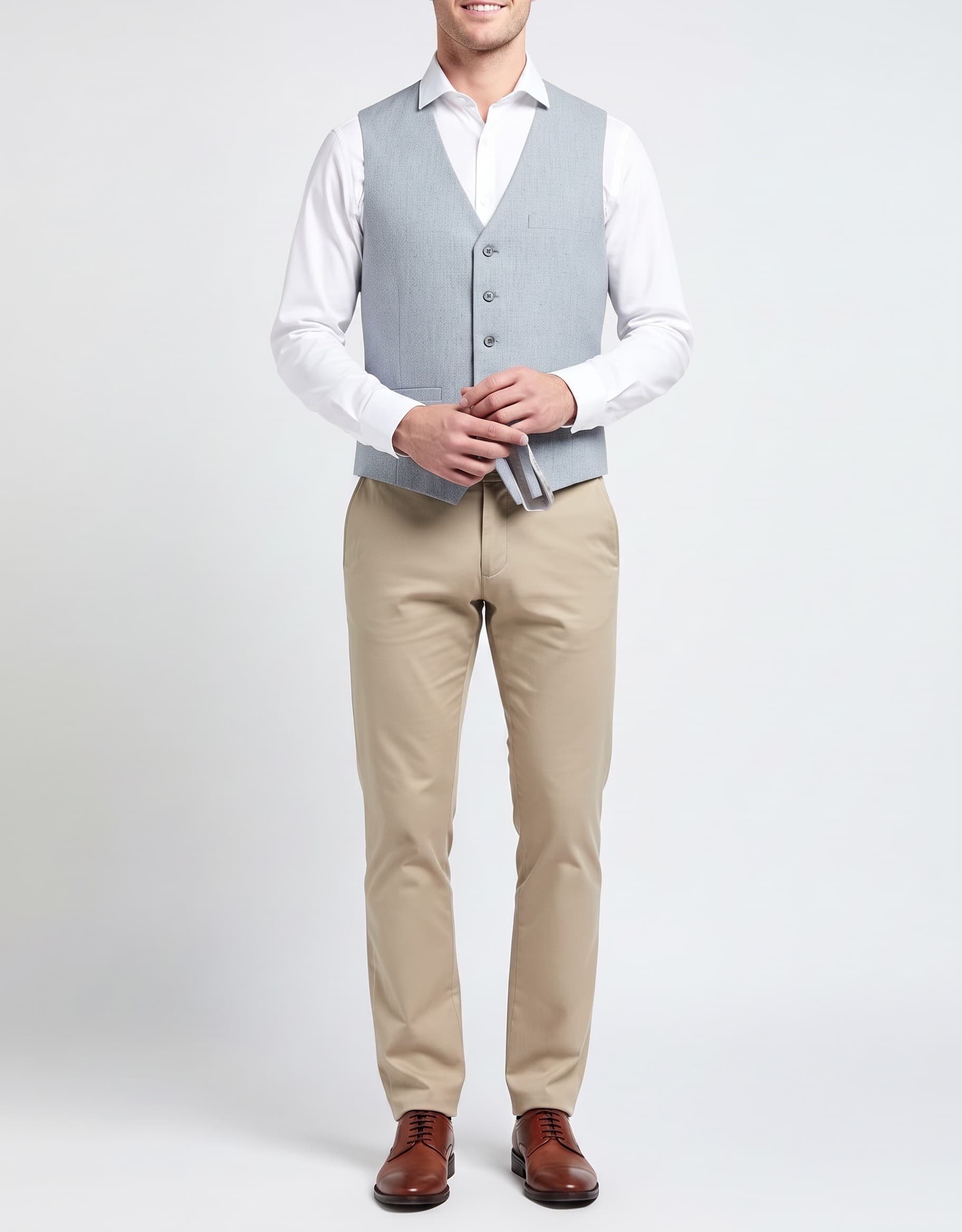 Gilet linnenblend — op model