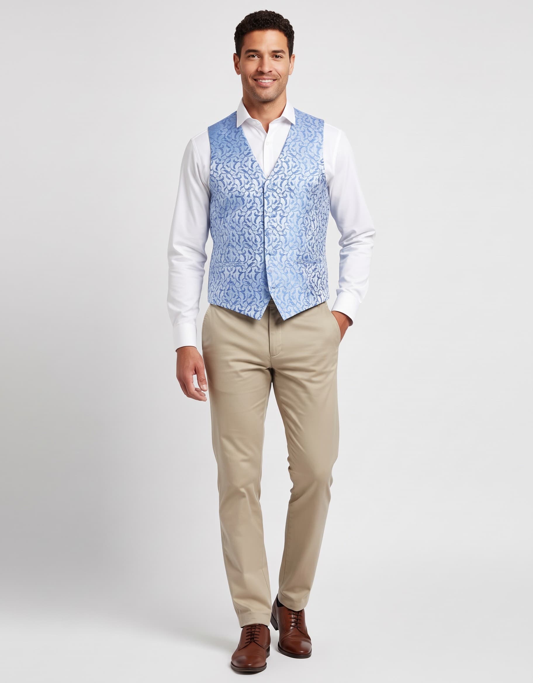Paisley Gilet Silver-Blue — op model