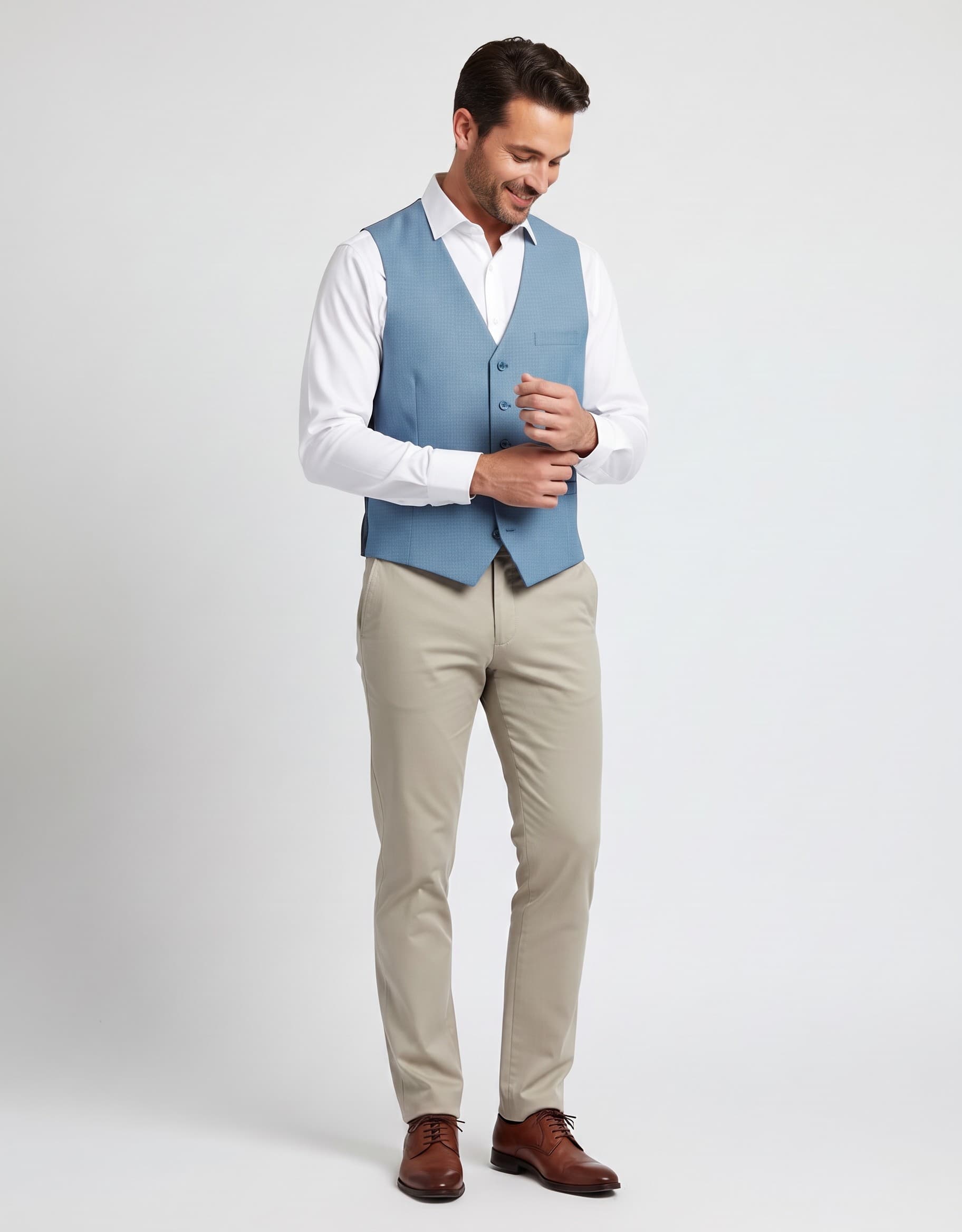 Gilet petrol blauw — op model