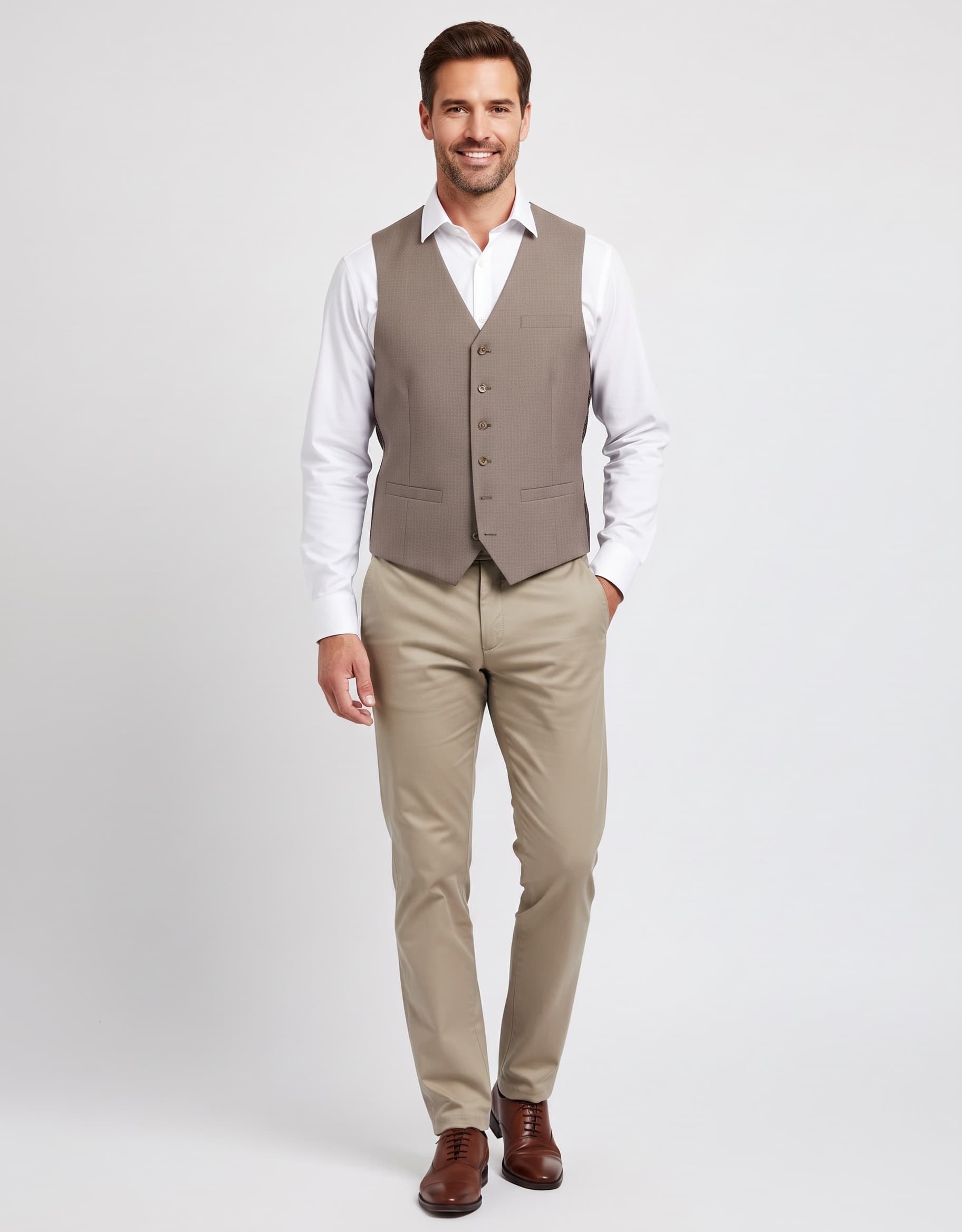 Gilet Pinhead Brown — op model