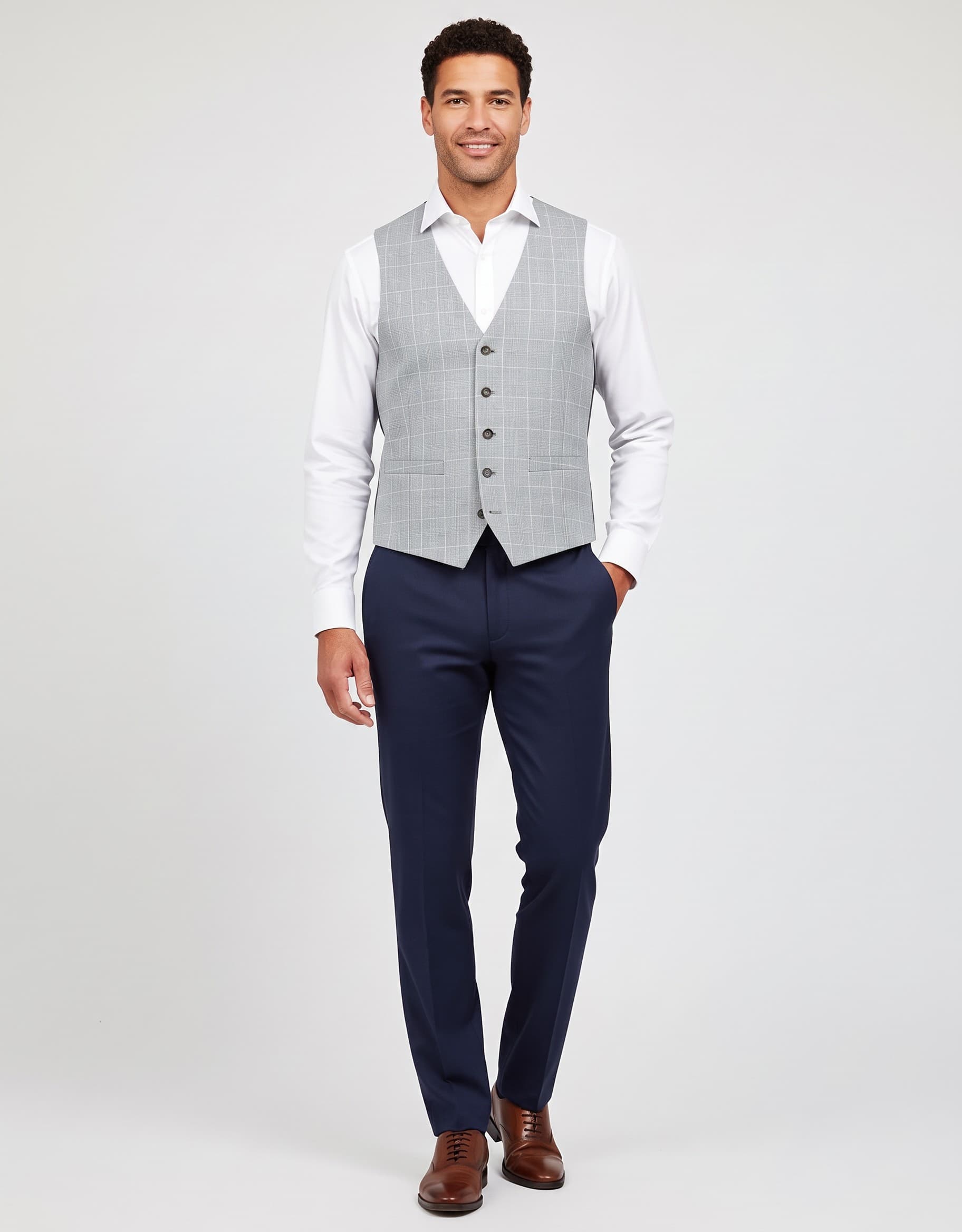 Gilet ruit — op model
