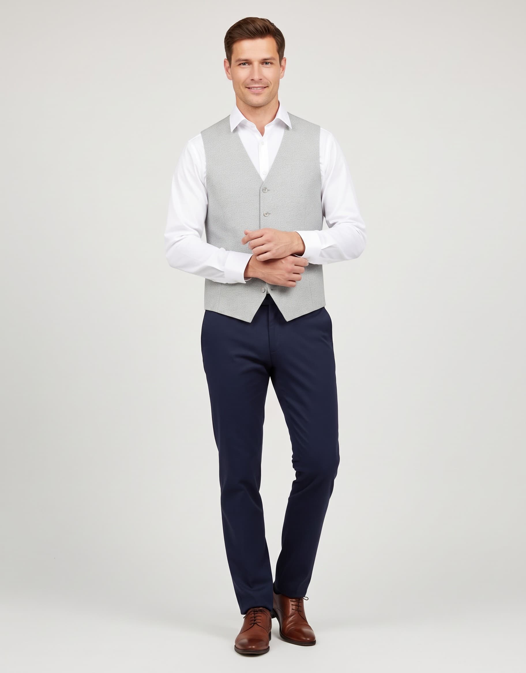 Gilet slubgaren beige — op model