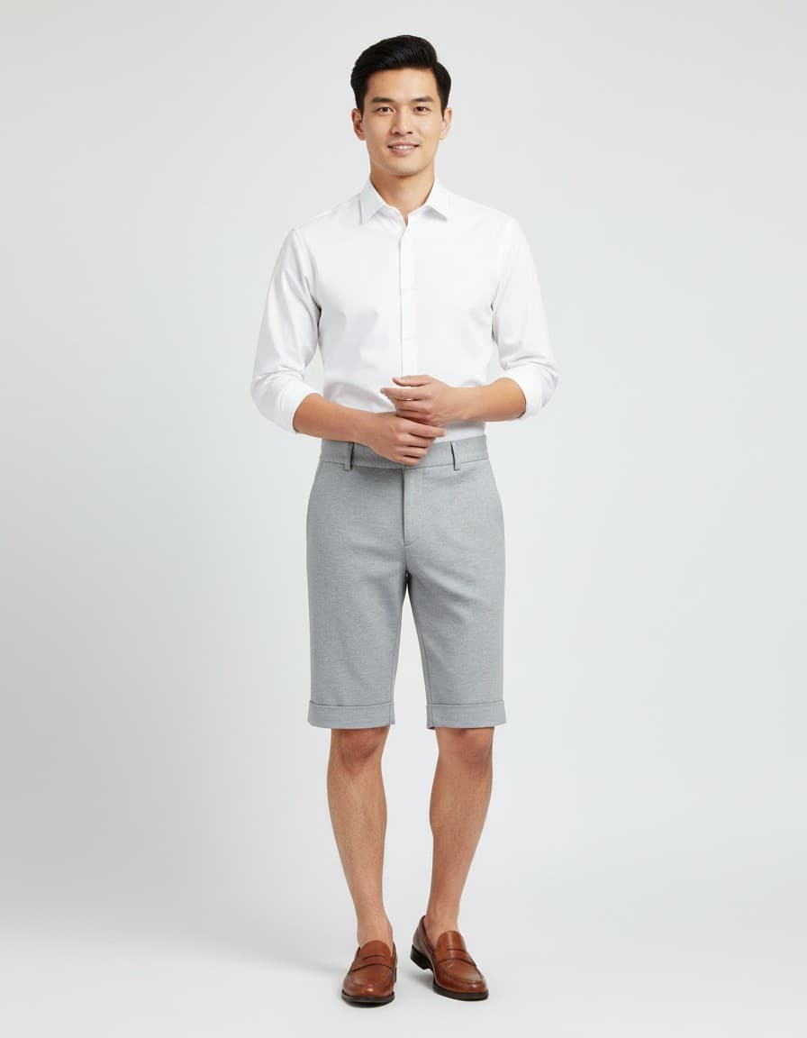 Korte broek jog-shorts grijs — op model