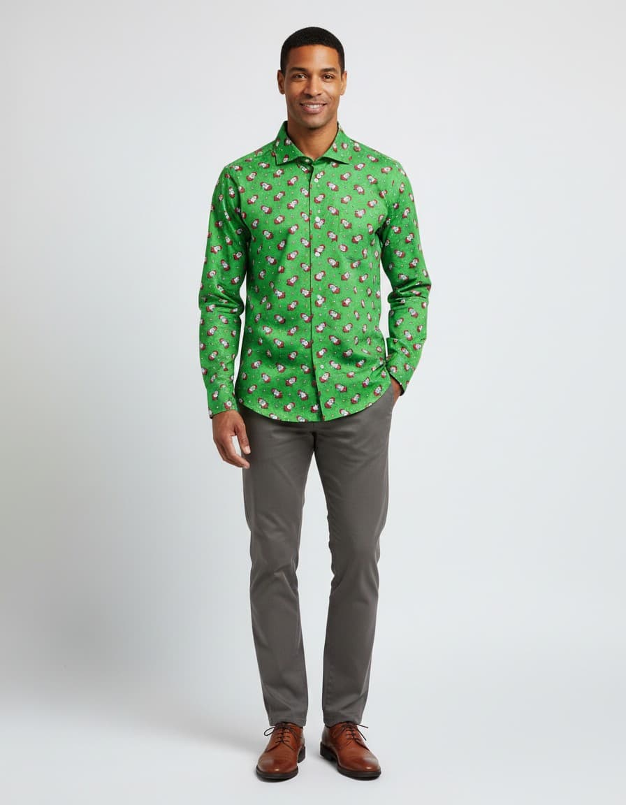 Kersthemd groen — op model