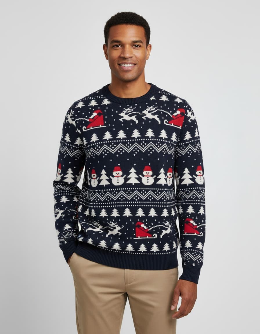 Kersttrui arreslee LED blauw — op model
