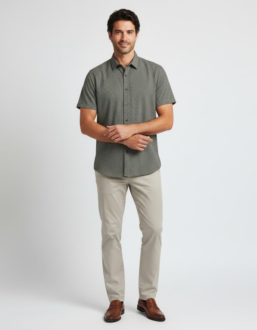 Hemd korte mouw knit figuur — op model