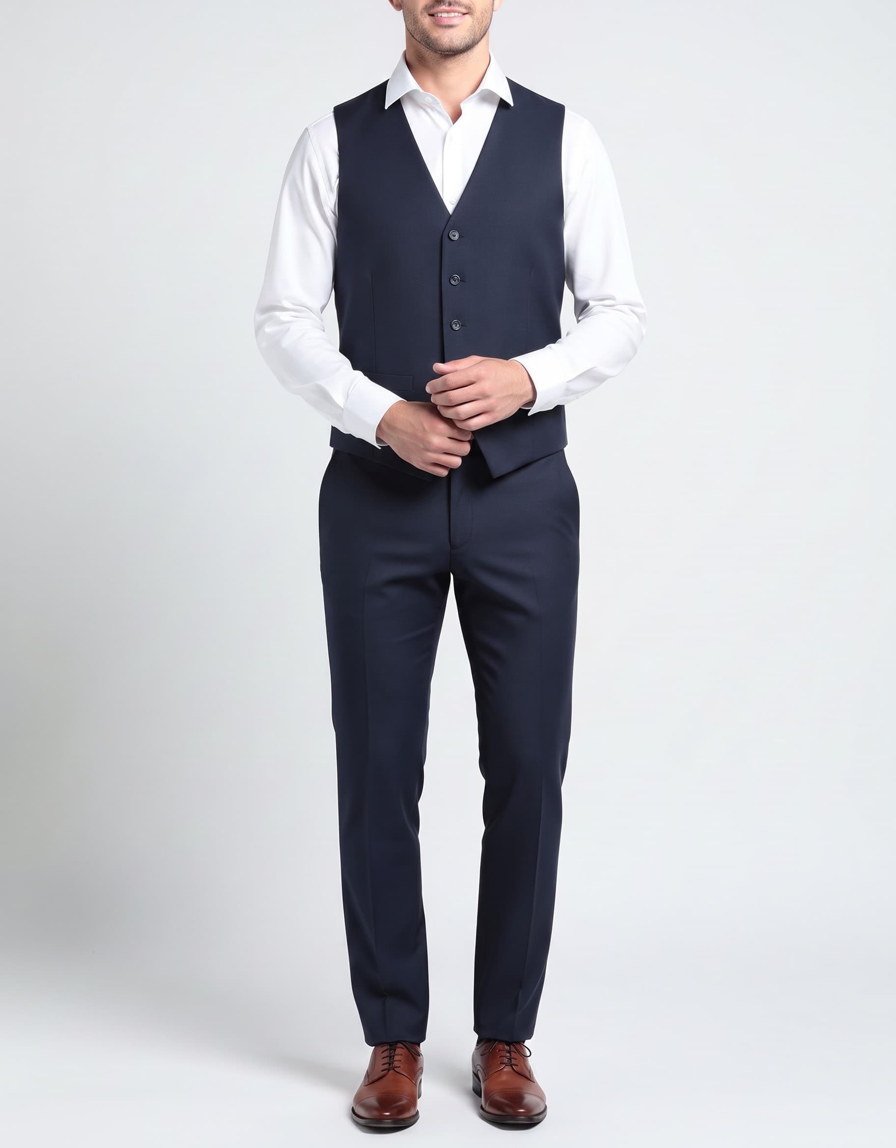 Wool Blend Gilet Navy Mix & Match — on model