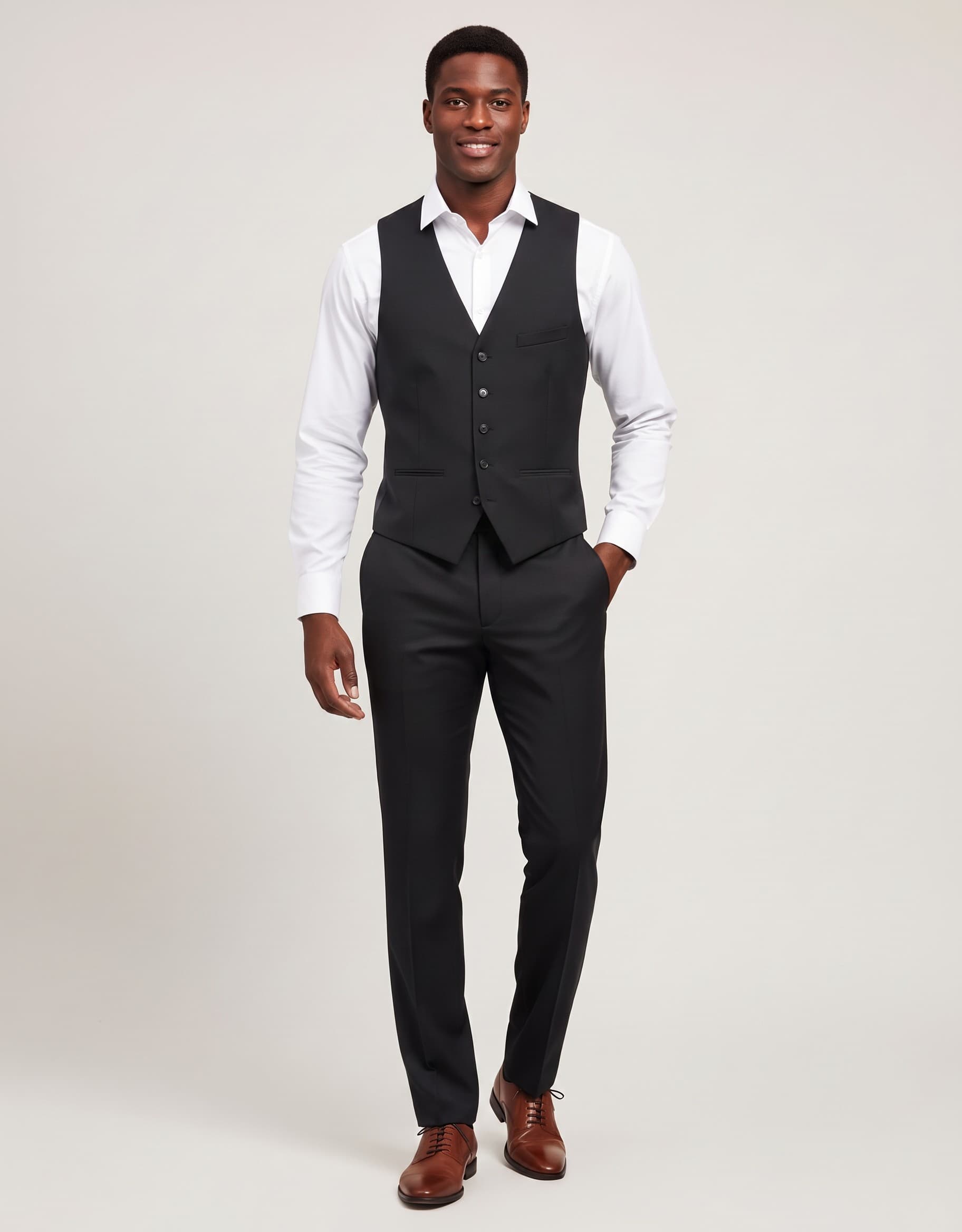 Gilet polywol blauw Mix & Match — op model