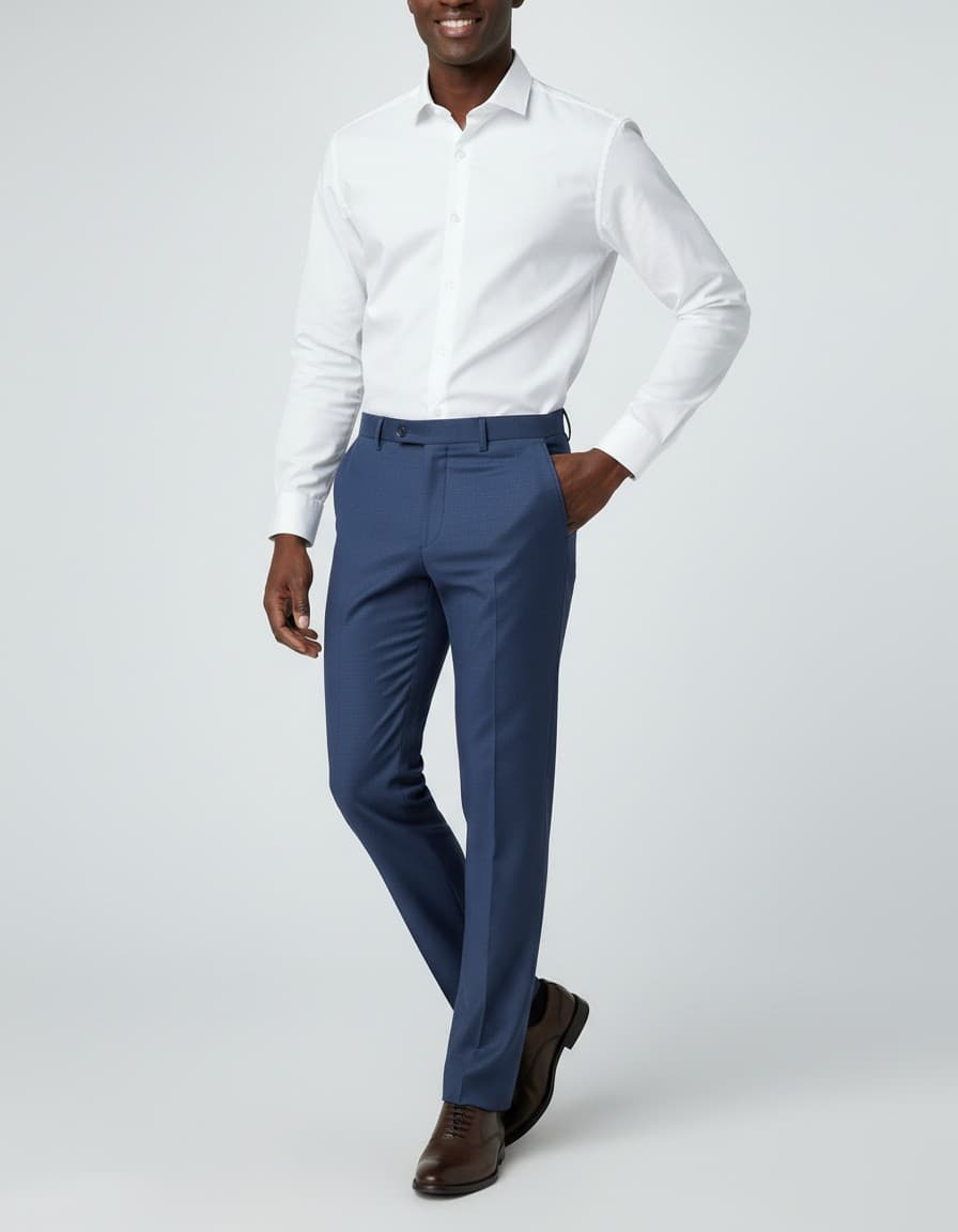 Pantalon wolblend royalblue Mix & Match — op model