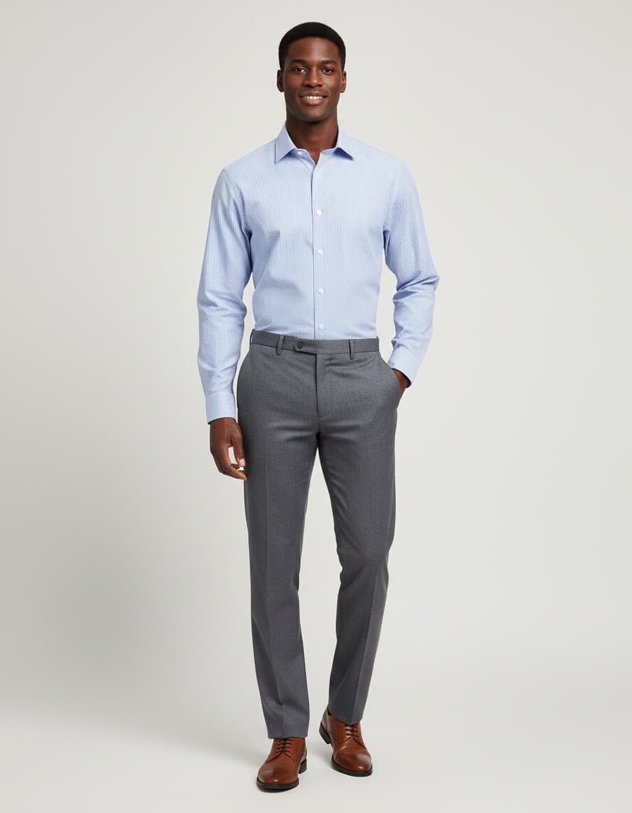 Hemd Marvelis modern-fit streep blauw — op model