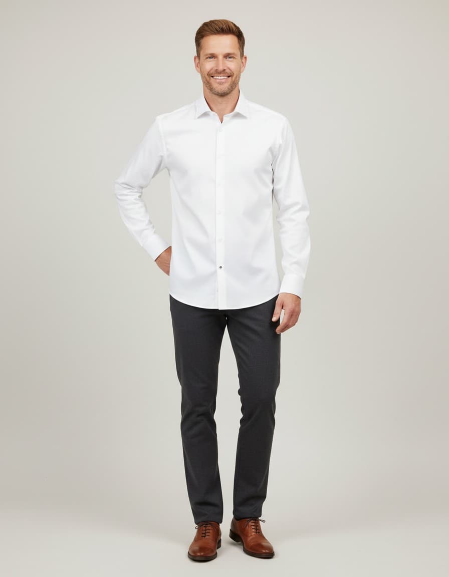 Blumfontain Shirt Textured White — on model