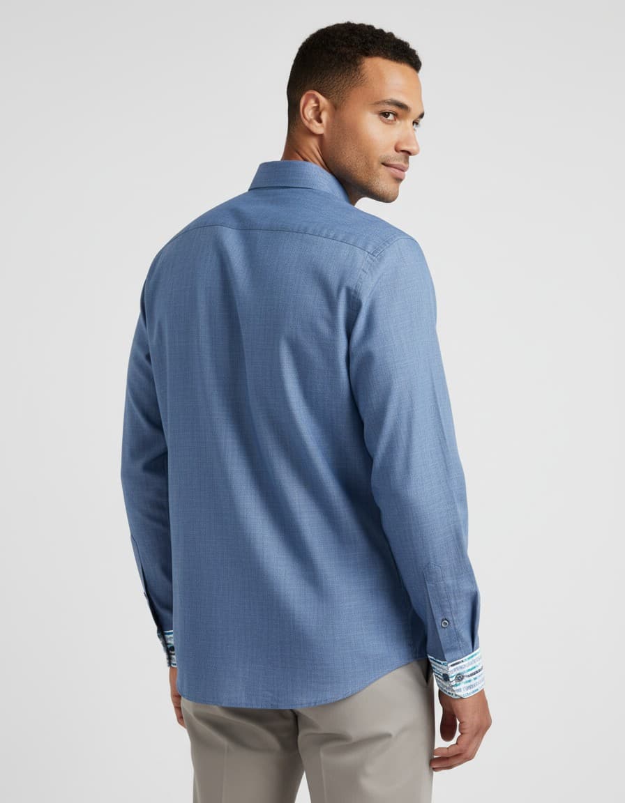 Hemd linnenlook blauw — op model