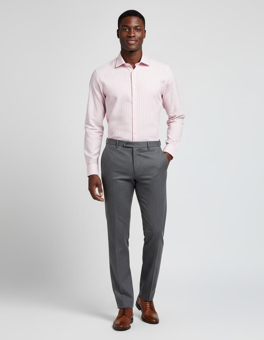 Striped Shirt Rose — on model
