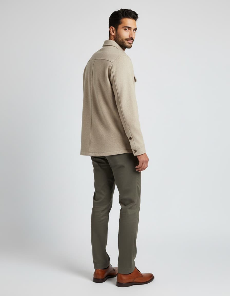 Beige Overshirt — on model