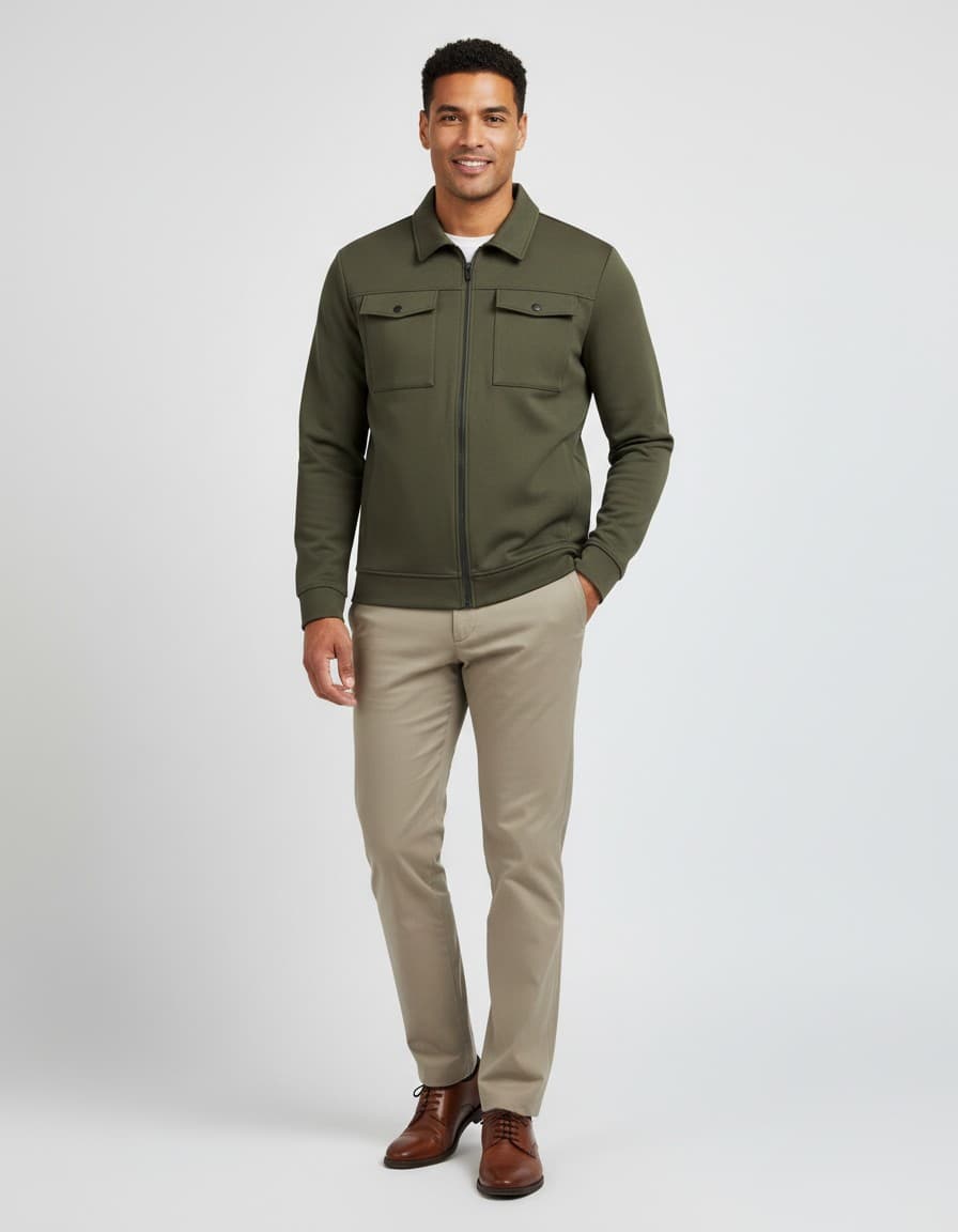 Sweat overshirt in green — on model