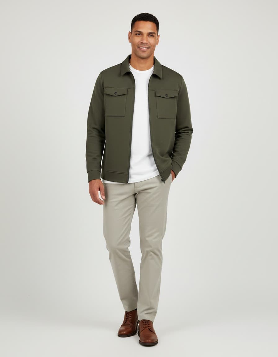 Sweat overshirt in green — on model