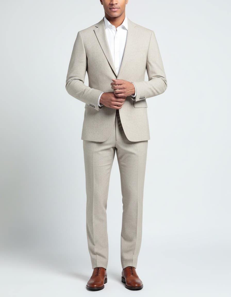 Pak katoen-linnen beige-bruin — op model