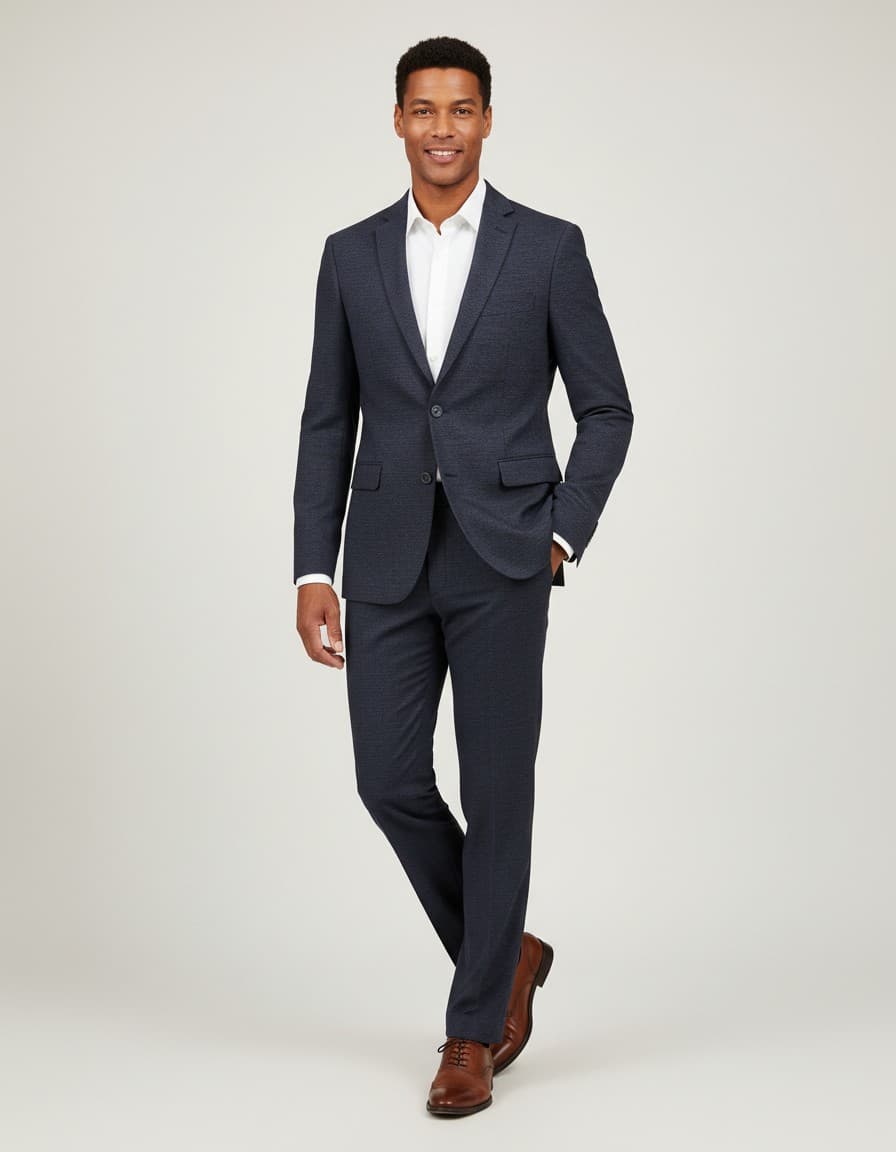 Pak ruit stretch blauw — op model