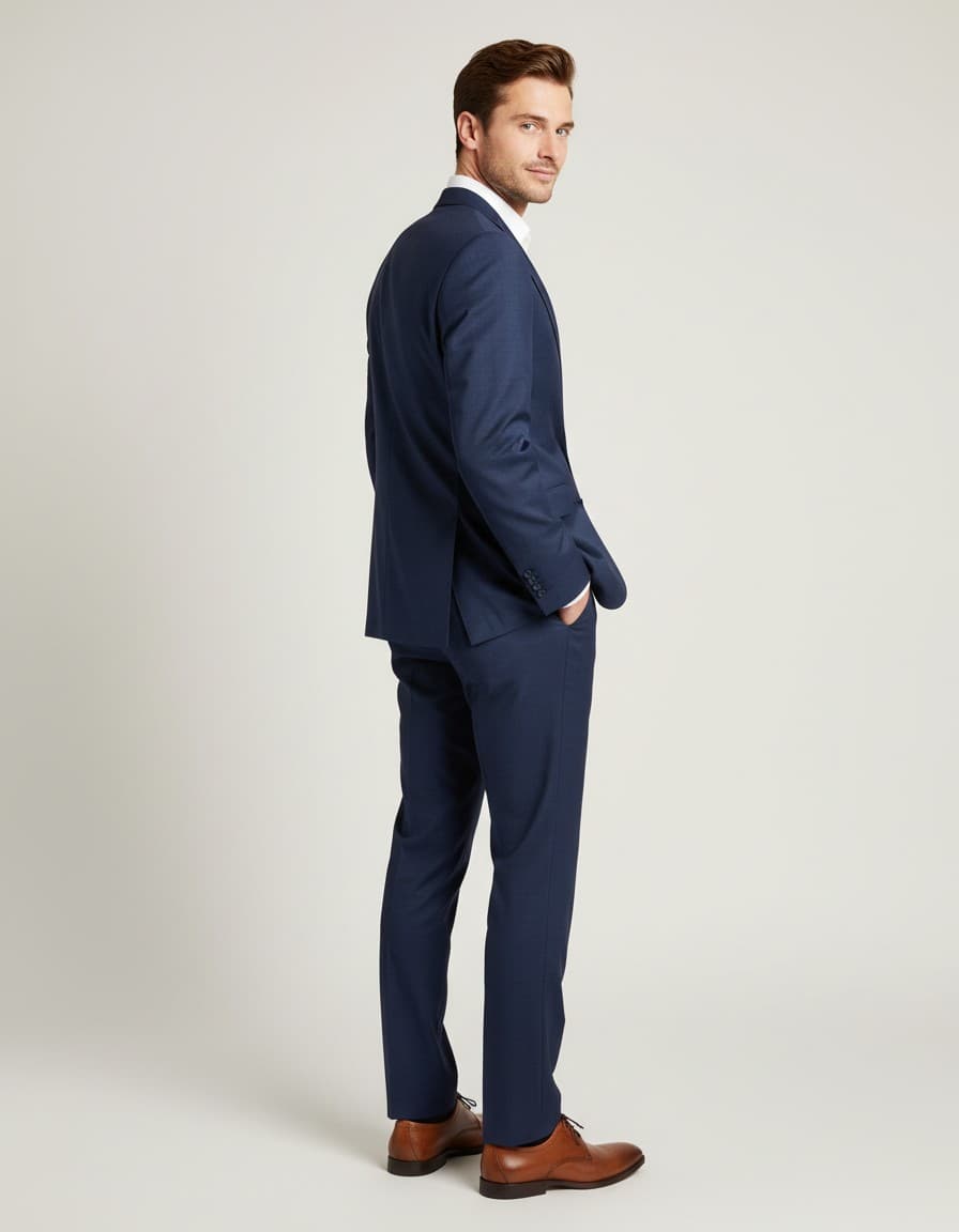 Anzug Wolle Sharkskin Royalblau — auf dem Model