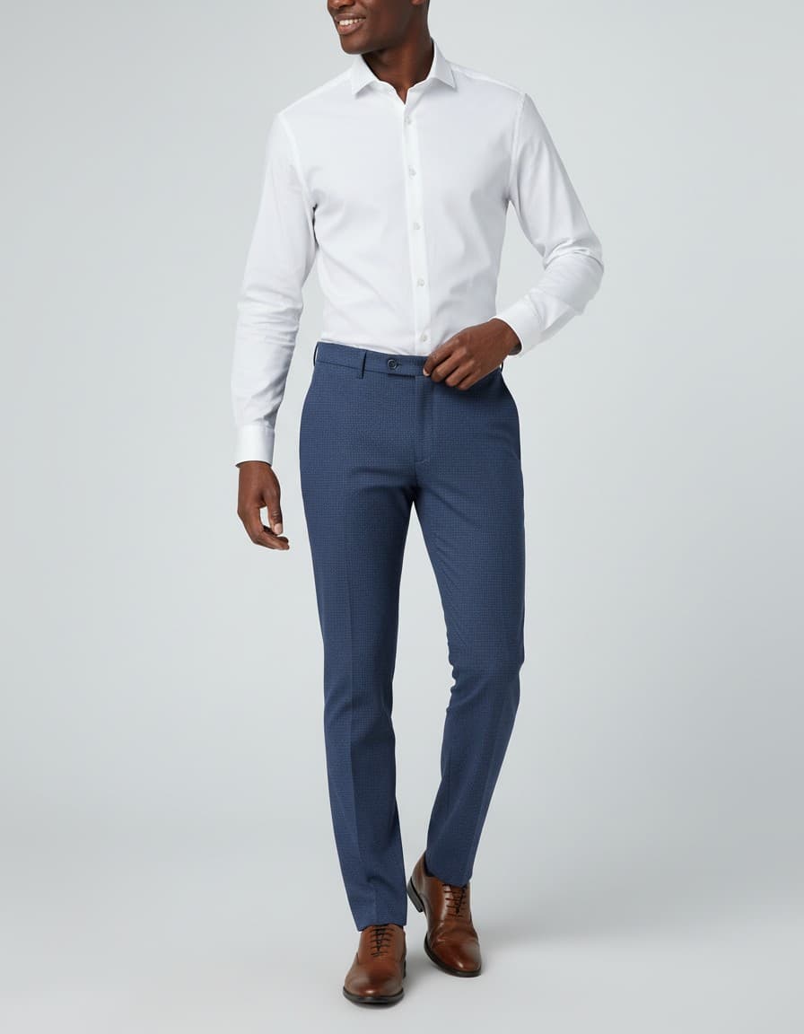 Bi-Stretch Trousers Blue — on model