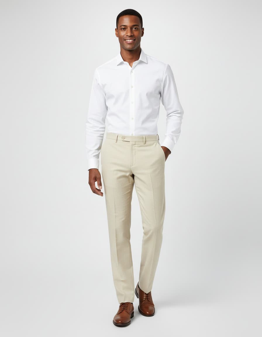 Pantalon linnenlook — op model