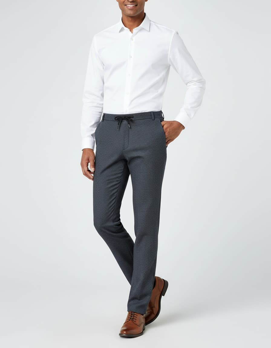 Trousers houndstooth navy