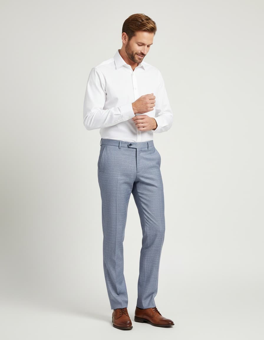 Pantalon structuur steenblauw