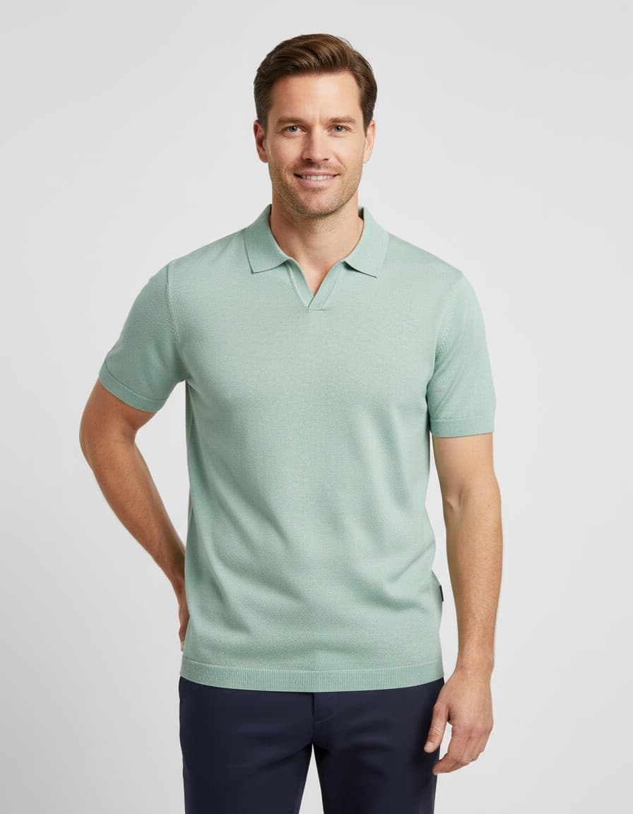 Polo riva katoen groen — op model