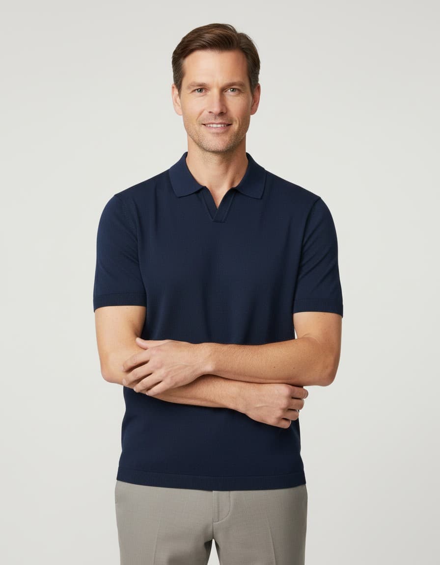 Polo riva katoen navy — op model
