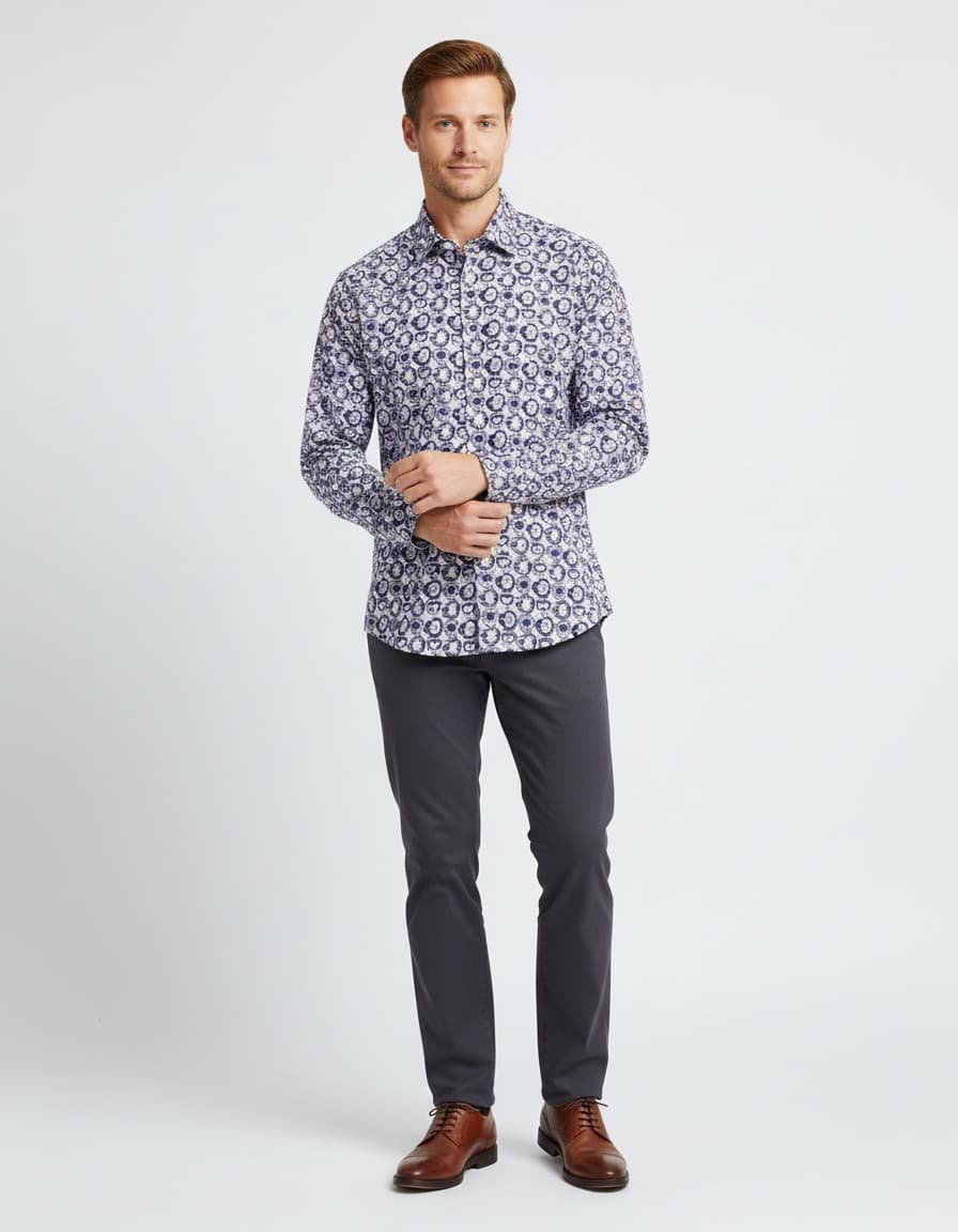 Hemd print harten paars — op model