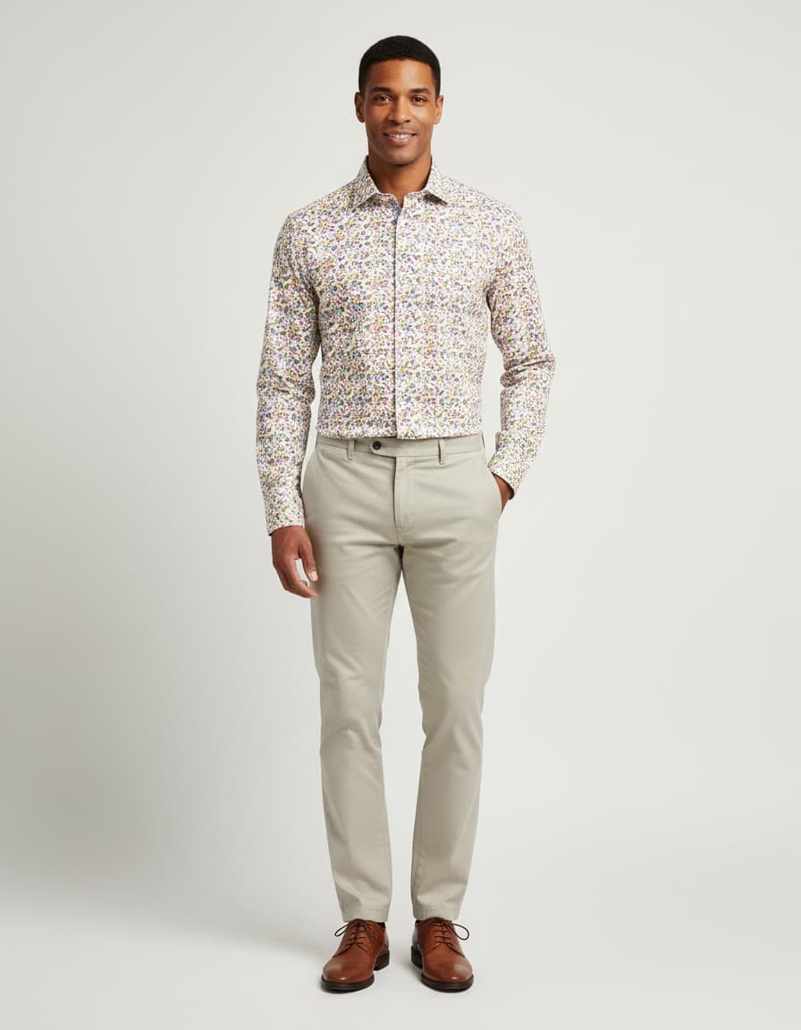 Hemd Blumfontain print vruchten — op model