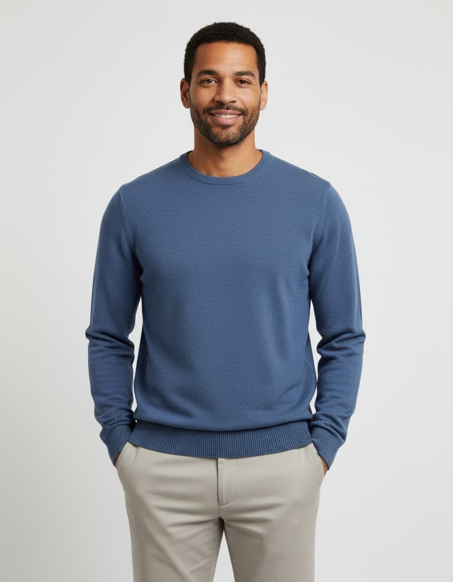 Trui ronde hals two-tone — op model