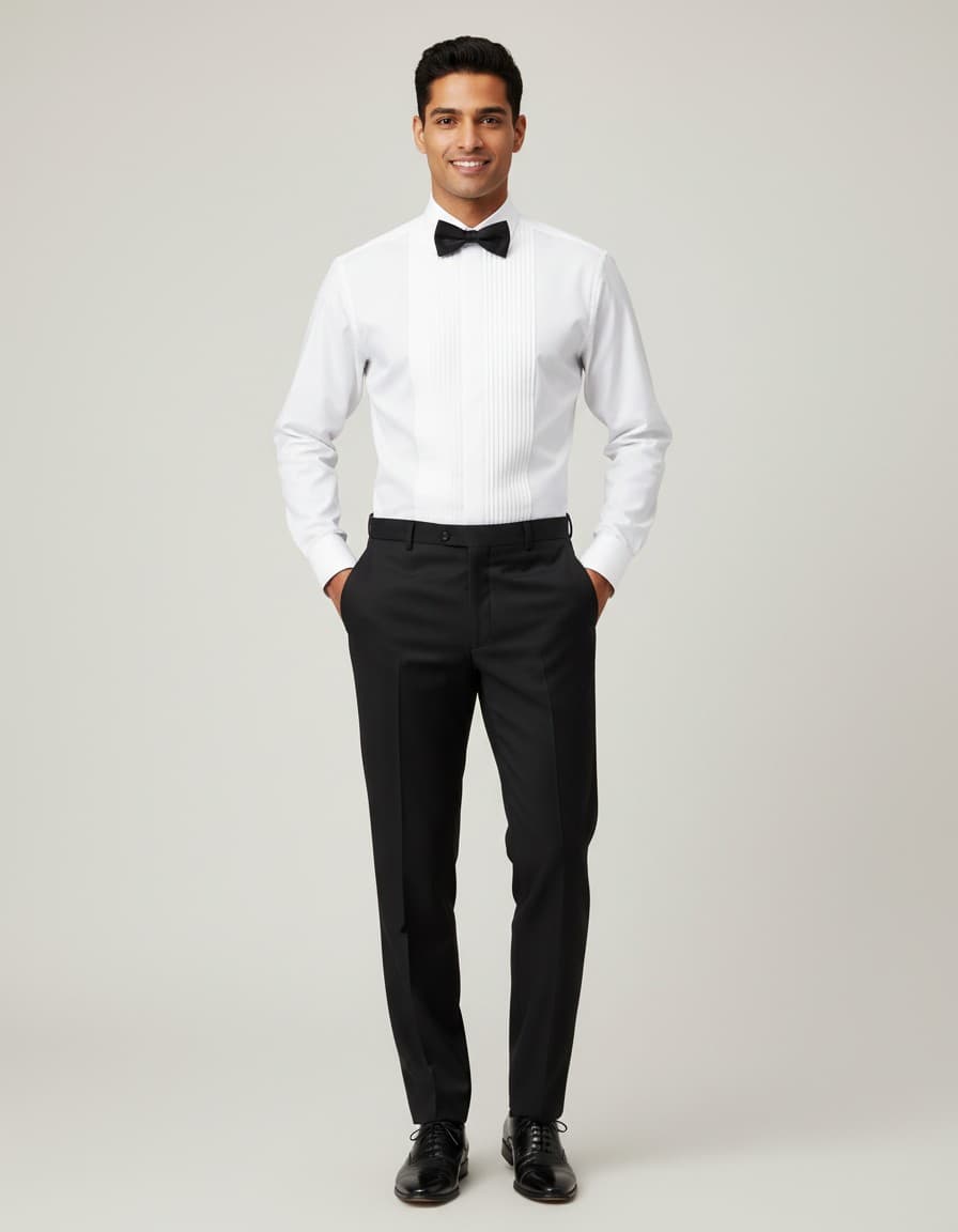 Dress Shirt Pleated White — on model