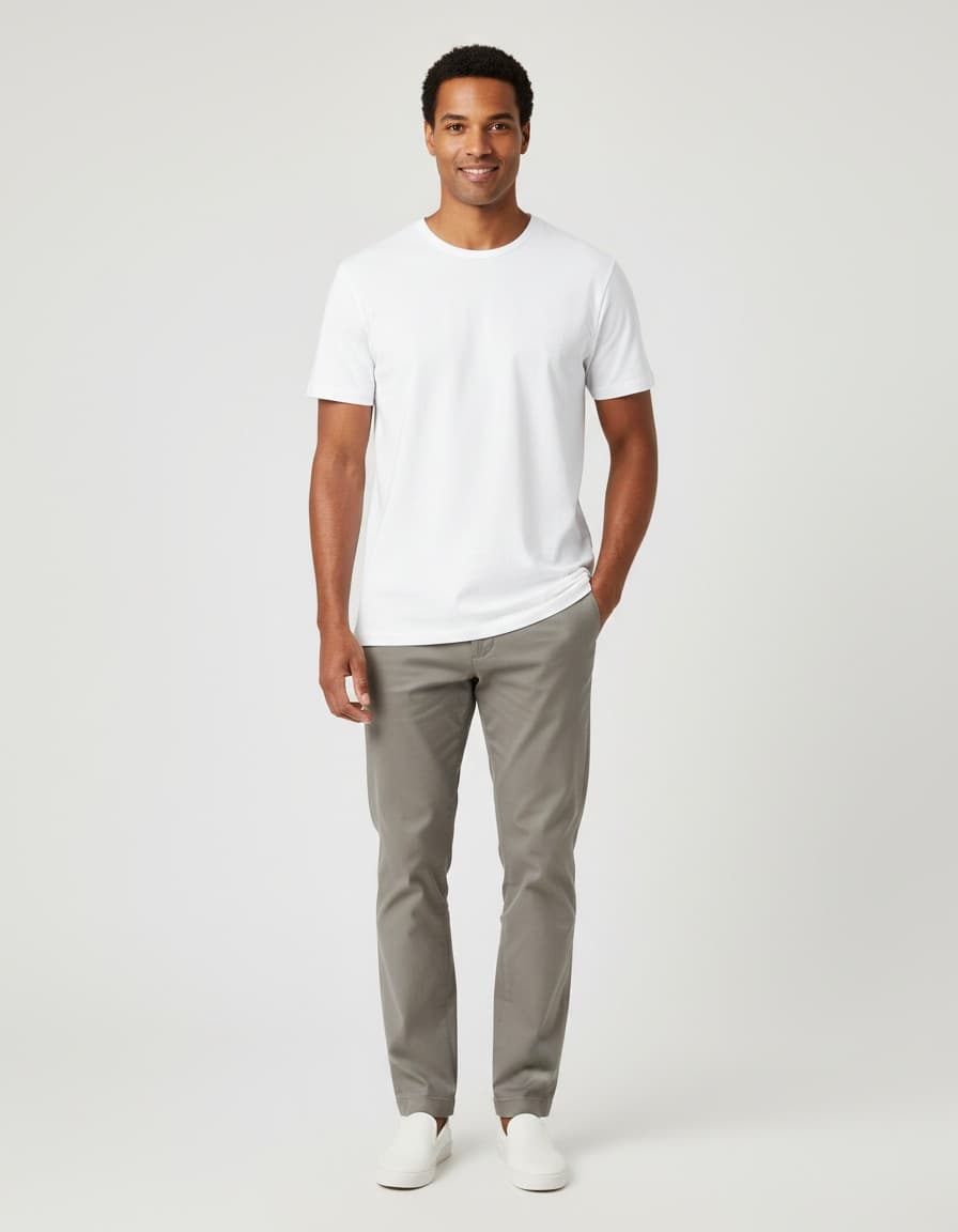 T-shirts 2 pack bamboe O-hals wit — op model