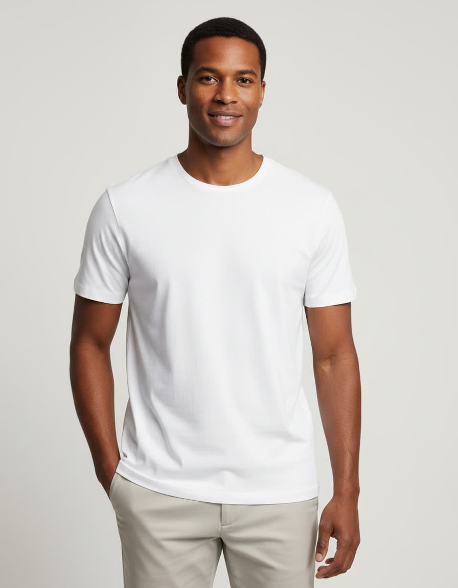 T-Shirts 2er-Pack Rundhals Weiß — auf dem Model