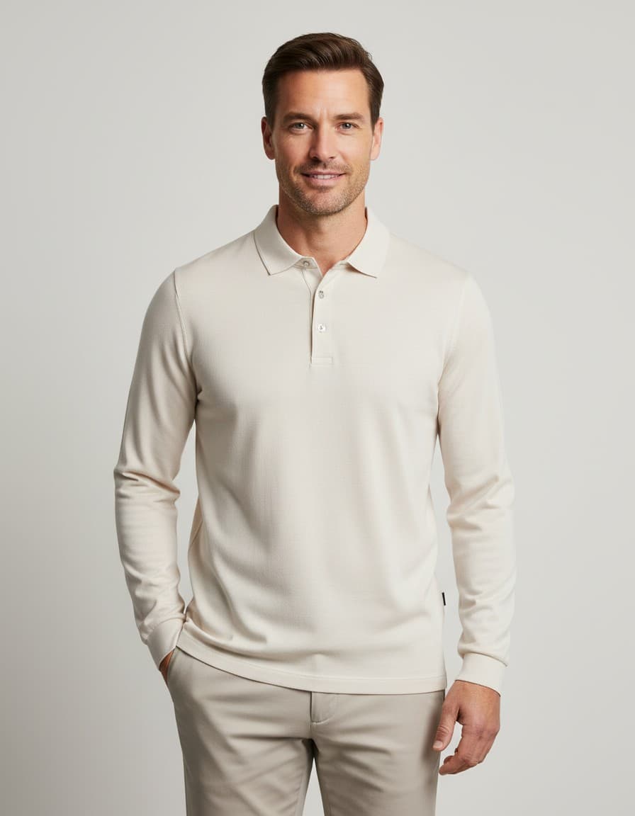Trui polo liquid cotton agaatgrijs — op model