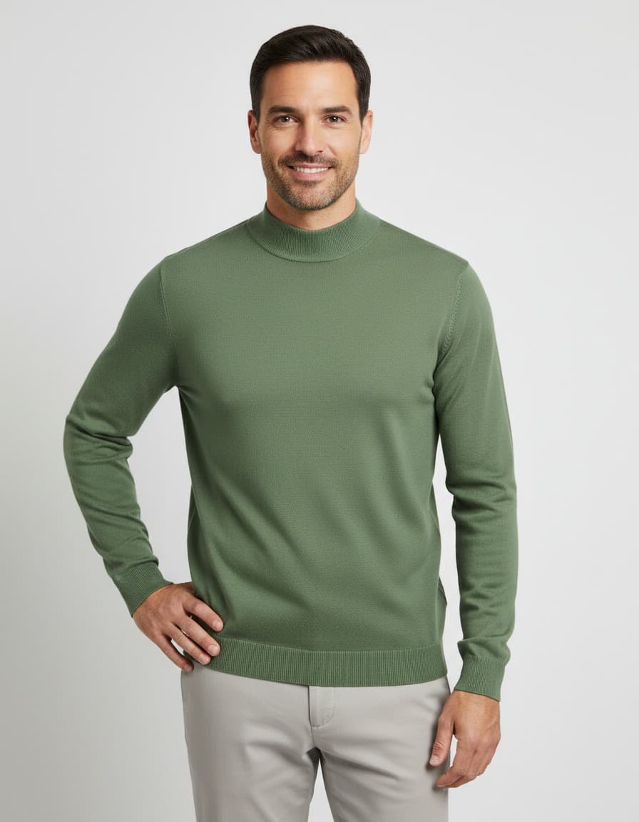 Turtle neck groen — op model