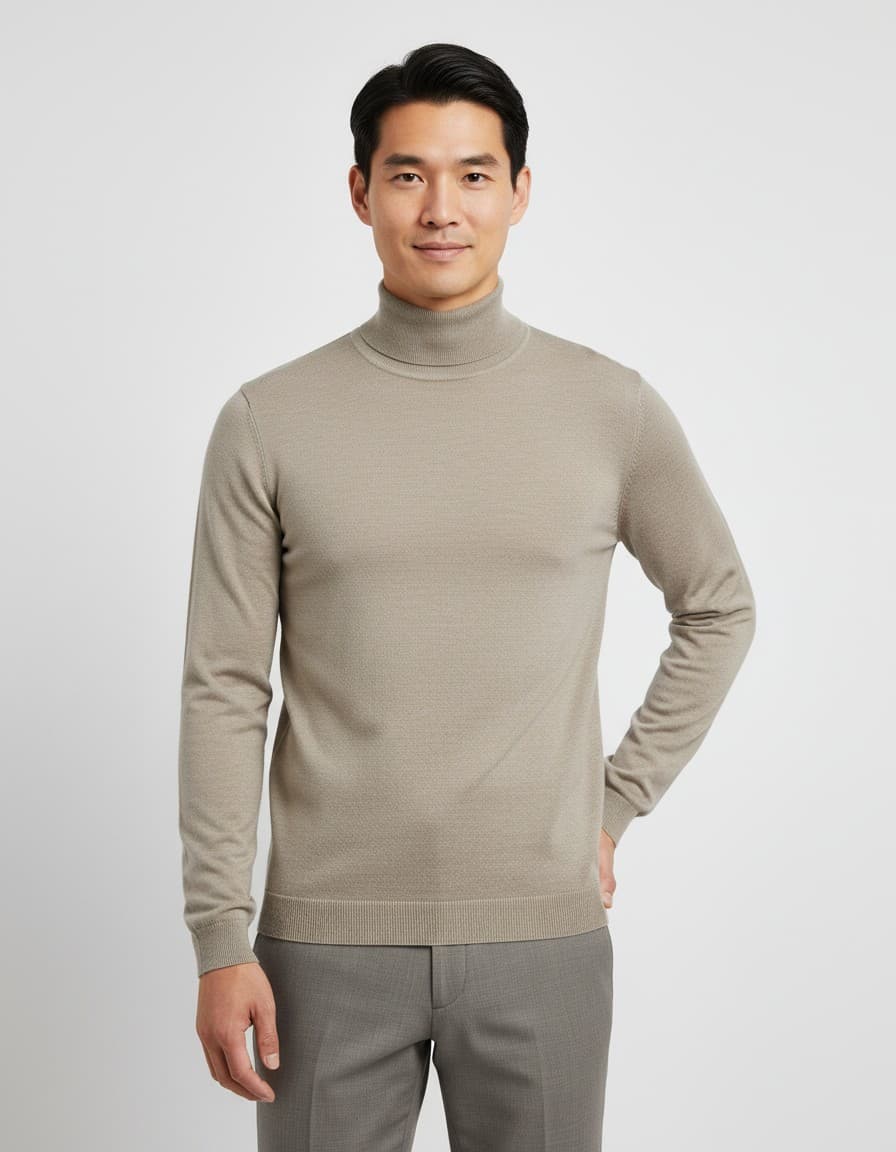 Turtleneck khaki — on model