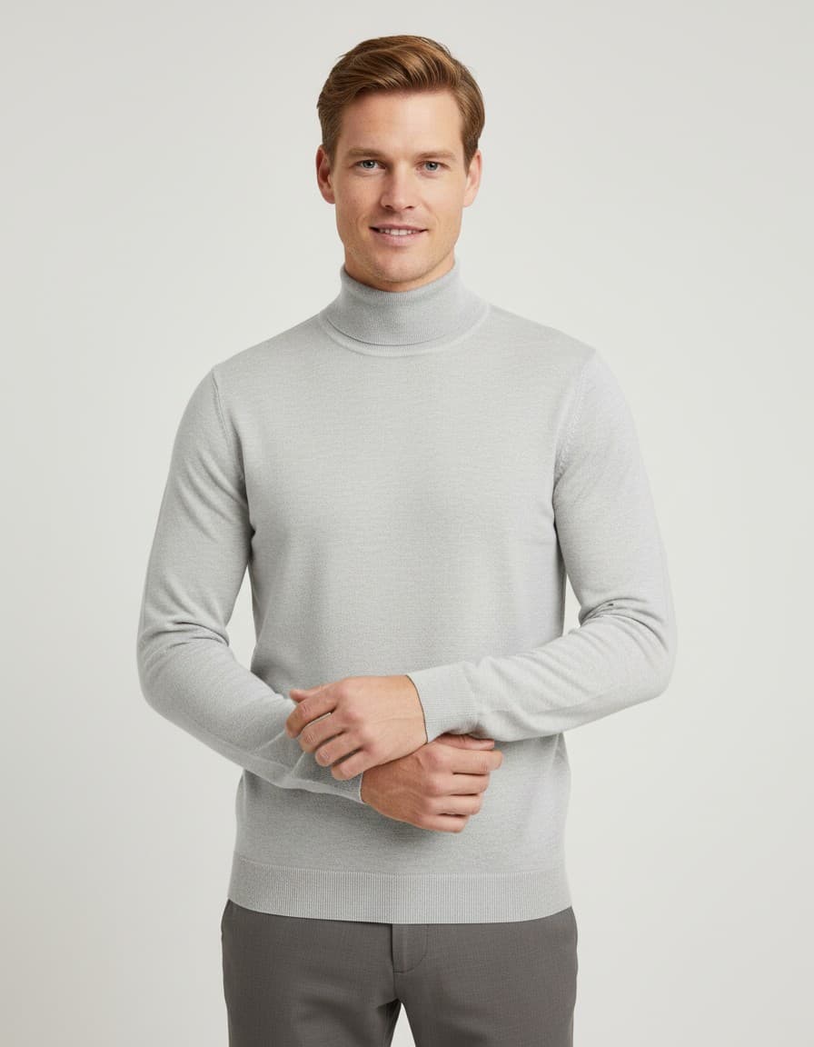 Turtle neck zilverwit — op model