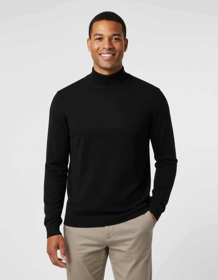 Turtle neck zwart — op model