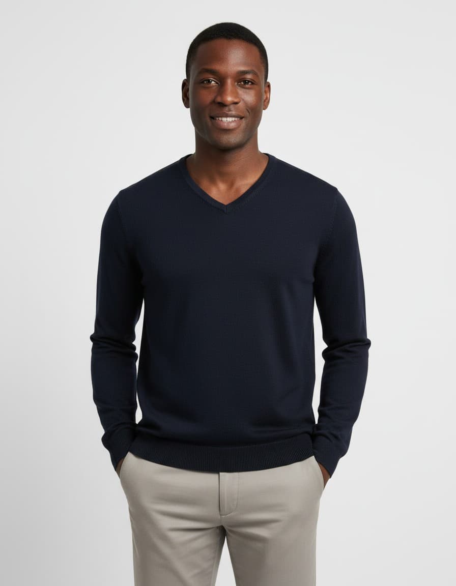 V-neck melange — op model