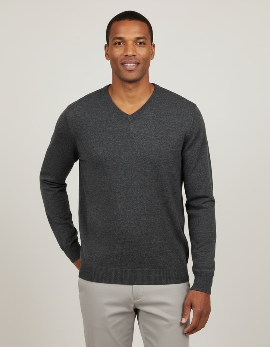 V-neck merinoblend — op model